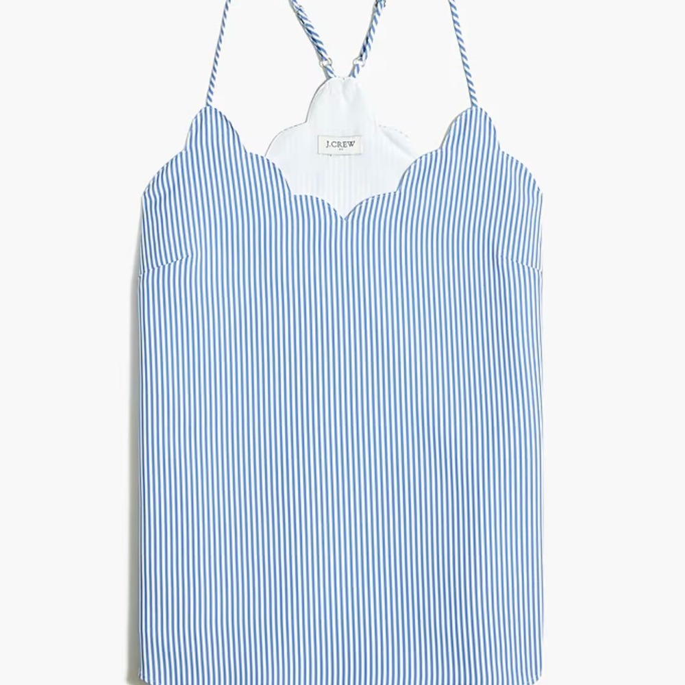 J. Crew Striped Cami Scallop Top